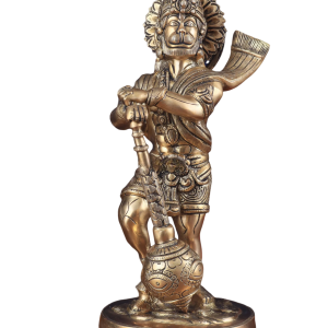 Pure Brass Bahubali Hanuman Statue | 14" x 7" x 6" (35.6 x 17.8 x 15.2 cm) | 6.58 kg Mighty Divine Form | Premium Sacred Art | Temple Grade